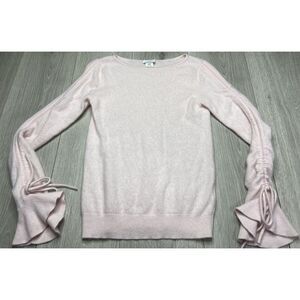 Club Monaco Sweater XS Pink Cashmere Soft Ruched Sleeve‎ Luxury Ballet Cozy